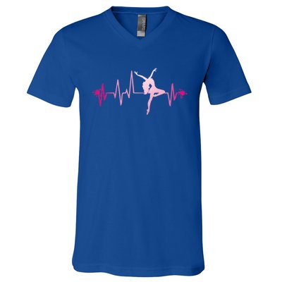 Dance Heart Beat Gift Dancing Dancer Ballet Gift V-Neck T-Shirt