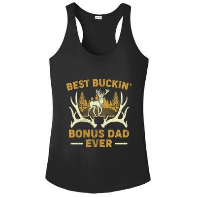Deer Hunting Best Buckin Bonus Dad Ever Hunting Fathers Day Gift Ladies PosiCharge Competitor Racerback Tank