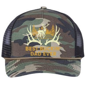 Deer Hunting Best Buckin Dad Ever Hunting Fathers Day Gift Retro Rope Trucker Hat Cap