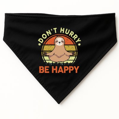 Dont Hurry Be Happy Funny Sloth Yoga USA-Made Doggie Bandana