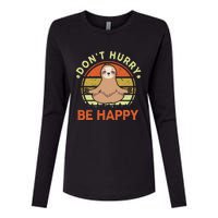 Dont Hurry Be Happy Funny Sloth Yoga Womens Cotton Relaxed Long Sleeve T-Shirt