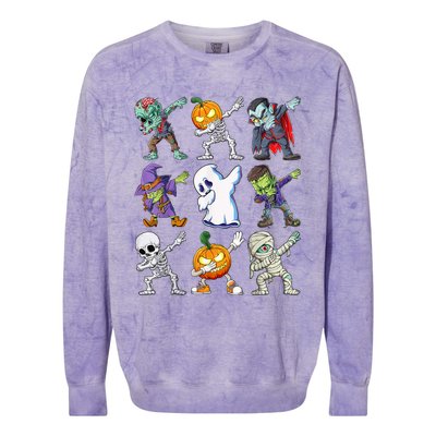 Dabbing Halloween Boys Skeleton Zombie Scary Pumpkin Mummy Colorblast Crewneck Sweatshirt