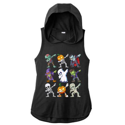 Dabbing Halloween Boys Skeleton Zombie Scary Pumpkin Mummy Ladies PosiCharge Tri-Blend Wicking Draft Hoodie Tank