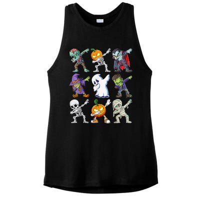 Dabbing Halloween Boys Skeleton Zombie Scary Pumpkin Mummy Ladies PosiCharge Tri-Blend Wicking Tank