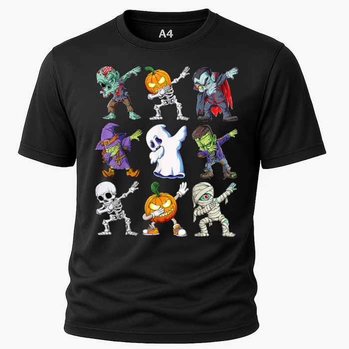 Dabbing Halloween Boys Skeleton Zombie Scary Pumpkin Mummy Cooling Performance Crew T-Shirt