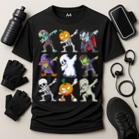 Dabbing Halloween Boys Skeleton Zombie Scary Pumpkin Mummy Cooling Performance Crew T-Shirt
