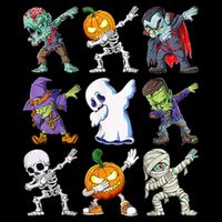 Dabbing Halloween Boys Skeleton Zombie Scary Pumpkin Mummy Cooling Performance Crew T-Shirt