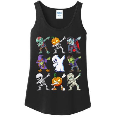 Dabbing Halloween Boys Skeleton Zombie Scary Pumpkin Mummy Ladies Essential Tank