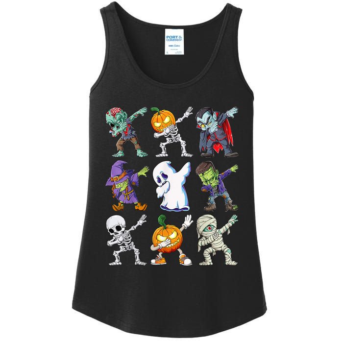 Dabbing Halloween Boys Skeleton Zombie Scary Pumpkin Mummy Ladies Essential Tank