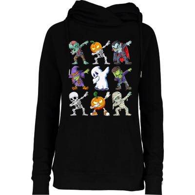 Dabbing Halloween Boys Skeleton Zombie Scary Pumpkin Mummy Womens Funnel Neck Pullover Hood