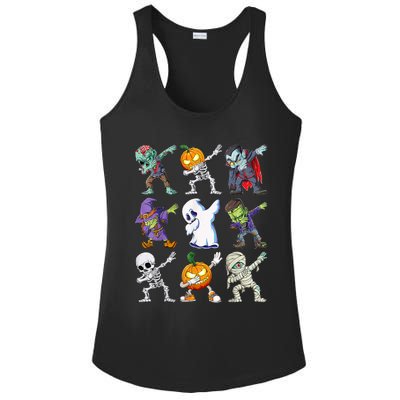 Dabbing Halloween Boys Skeleton Zombie Scary Pumpkin Mummy Ladies PosiCharge Competitor Racerback Tank