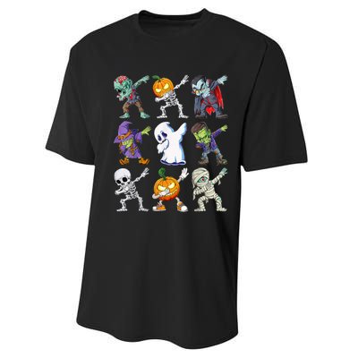 Dabbing Halloween Boys Skeleton Zombie Scary Pumpkin Mummy Performance Sprint T-Shirt