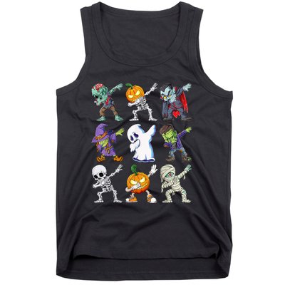 Dabbing Halloween Boys Skeleton Zombie Scary Pumpkin Mummy Tank Top