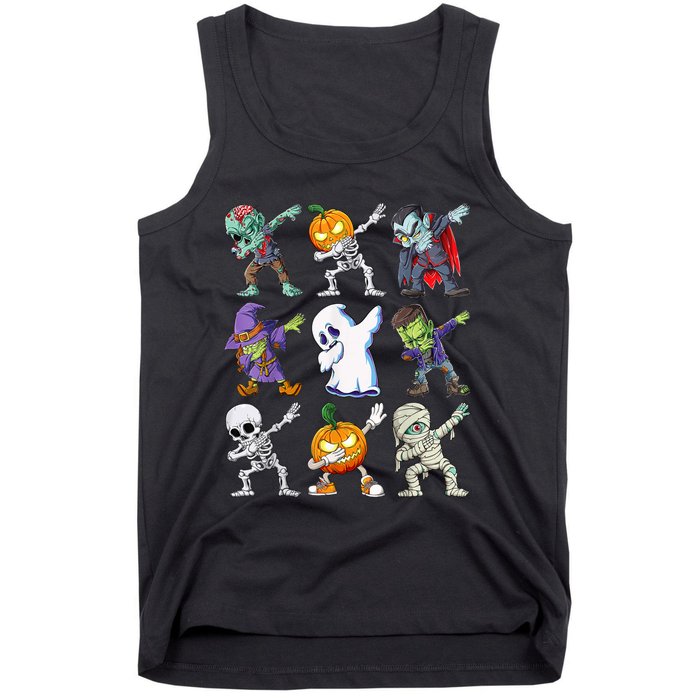 Dabbing Halloween Boys Skeleton Zombie Scary Pumpkin Mummy Tank Top