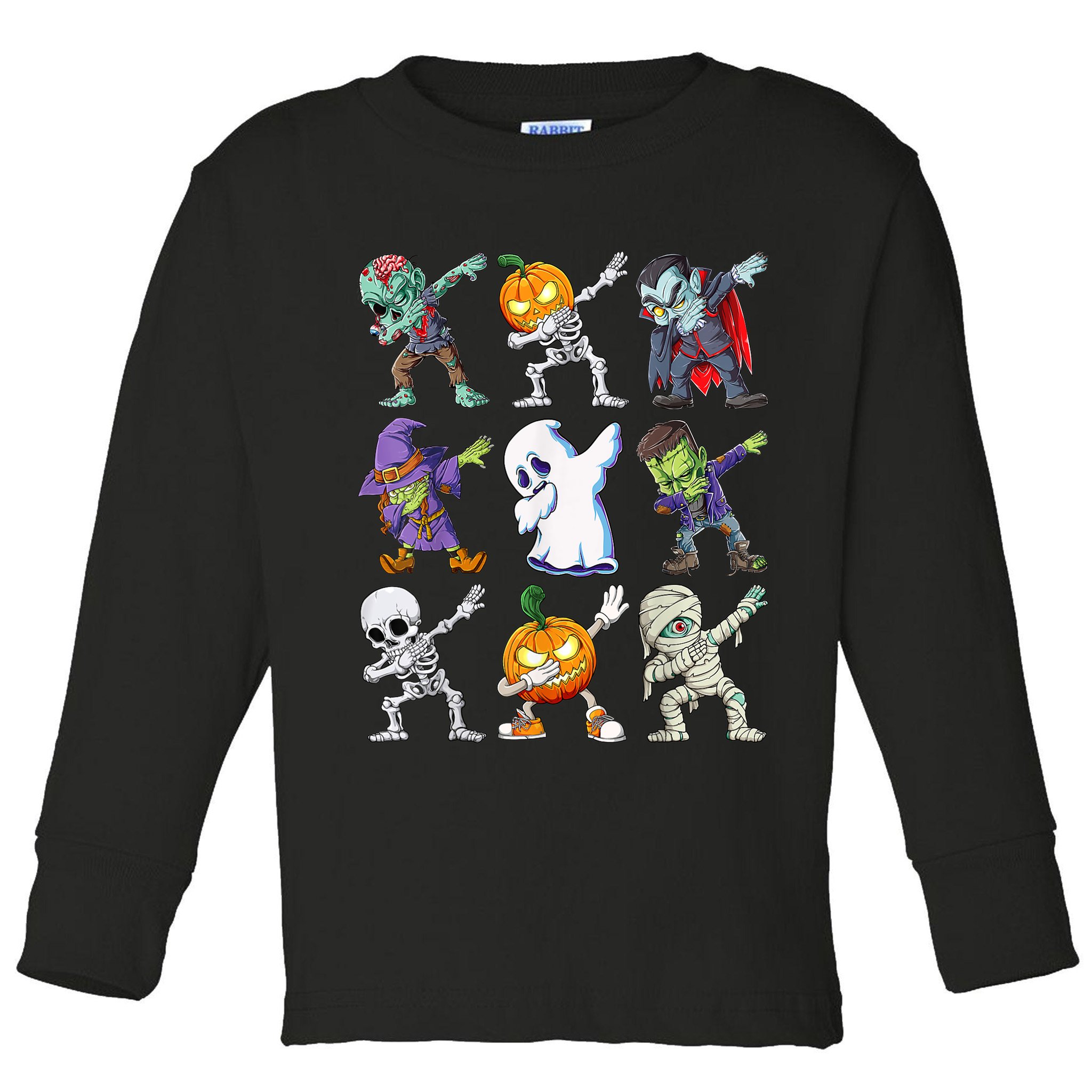 Dabbing Halloween Boys Skeleton Zombie Scary Pumpkin Mummy Toddler Long Sleeve Shirt