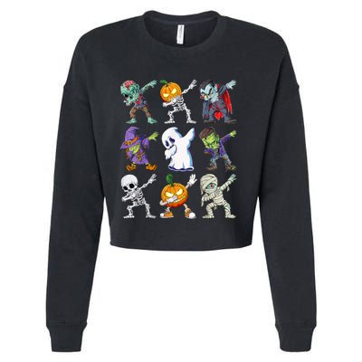 Dabbing Halloween Boys Skeleton Zombie Scary Pumpkin Mummy Cropped Pullover Crew