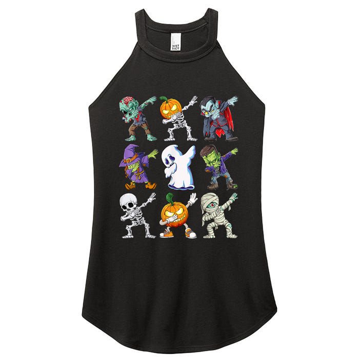 Dabbing Halloween Boys Skeleton Zombie Scary Pumpkin Mummy Women's Perfect Tri Rocker Tank