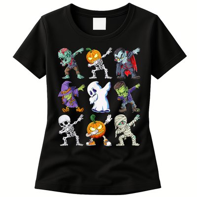 Dabbing Halloween Boys Skeleton Zombie Scary Pumpkin Mummy Womens T-Shirt