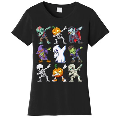 Dabbing Halloween Boys Skeleton Zombie Scary Pumpkin Mummy Women's T-Shirt