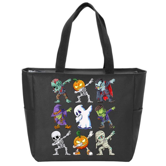 Dabbing Halloween Boys Skeleton Zombie Scary Pumpkin Mummy Zip Tote Bag