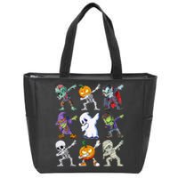 Dabbing Halloween Boys Skeleton Zombie Scary Pumpkin Mummy Zip Tote Bag