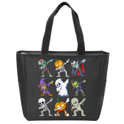 Dabbing Halloween Boys Skeleton Zombie Scary Pumpkin Mummy Zip Tote Bag