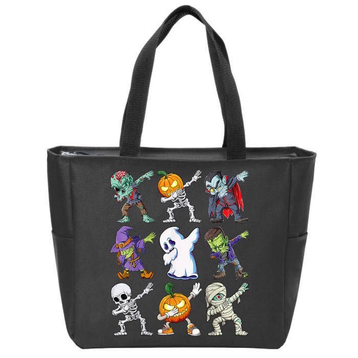 Dabbing Halloween Boys Skeleton Zombie Scary Pumpkin Mummy Zip Tote Bag