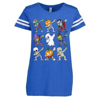 Dabbing Halloween Boys Skeleton Zombie Scary Pumpkin Mummy Enza Ladies Jersey Football T-Shirt