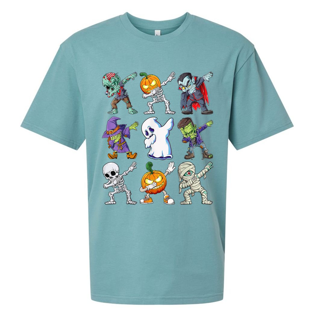 Dabbing Halloween Boys Skeleton Zombie Scary Pumpkin Mummy Sueded Cloud Jersey T-Shirt