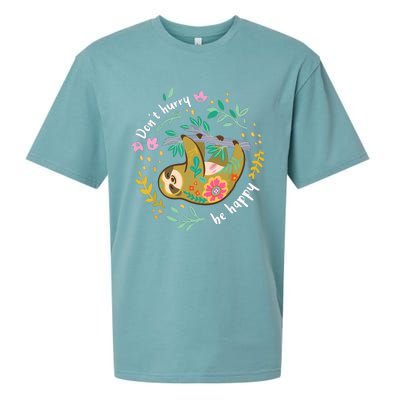 Don't Hurry Be Happy, Cute Lazy Funny Sloth Sueded Cloud Jersey T-Shirt