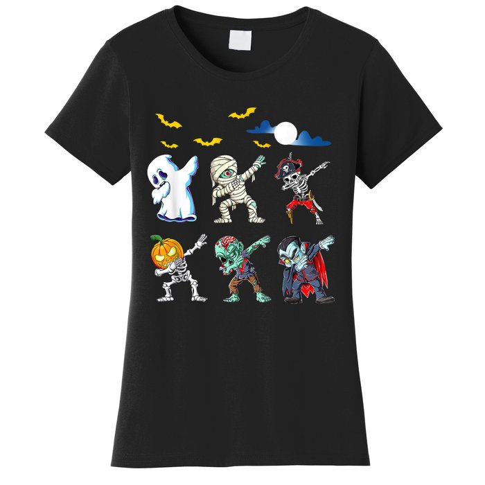 Dabbing Halloween Boys Skeleton Zombie Scary Pumpkin Mummy Women's T-Shirt