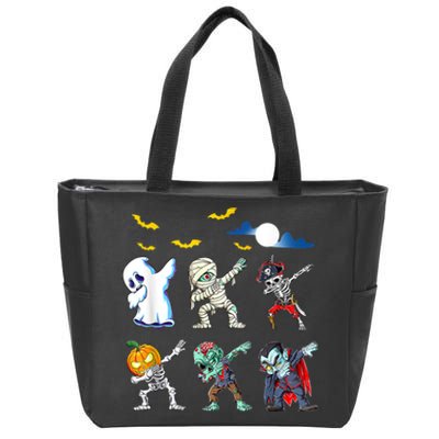 Dabbing Halloween Boys Skeleton Zombie Scary Pumpkin Mummy Zip Tote Bag