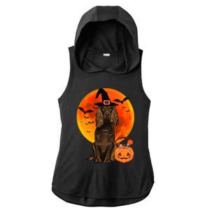 Dog Halloween Boykin Spaniel Jack O Lantern Pumpkin Ladies PosiCharge Tri-Blend Wicking Draft Hoodie Tank