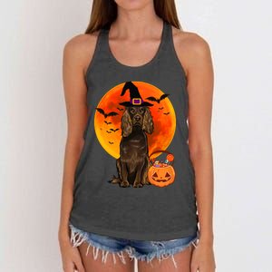 Dog Halloween Boykin Spaniel Jack O Lantern Pumpkin Women's Knotted Racerback Tank