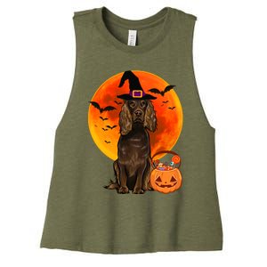 Dog Halloween Boykin Spaniel Jack O Lantern Pumpkin Women's Racerback Cropped Tank