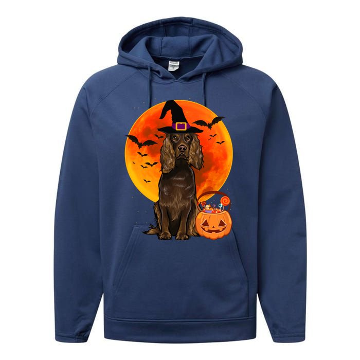 Dog Halloween Boykin Spaniel Jack O Lantern Pumpkin Performance Fleece Hoodie