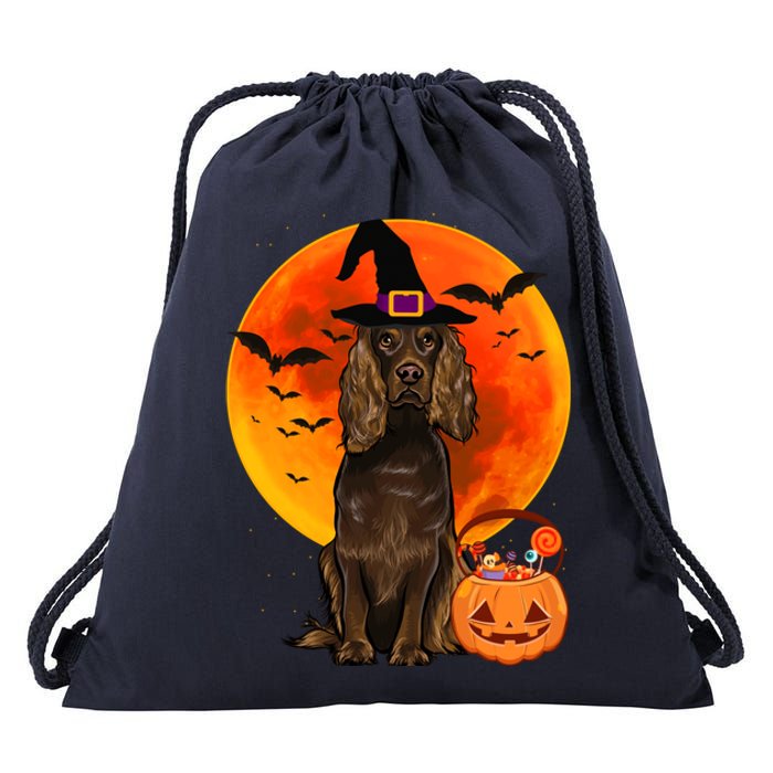 Dog Halloween Boykin Spaniel Jack O Lantern Pumpkin Drawstring Bag