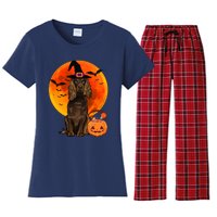 Dog Halloween Boykin Spaniel Jack O Lantern Pumpkin Women's Flannel Pajama Set