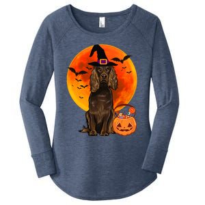 Dog Halloween Boykin Spaniel Jack O Lantern Pumpkin Women's Perfect Tri Tunic Long Sleeve Shirt