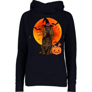 Dog Halloween Boykin Spaniel Jack O Lantern Pumpkin Womens Funnel Neck Pullover Hood