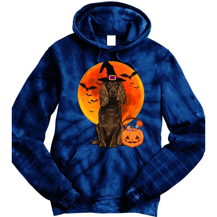 Dog Halloween Boykin Spaniel Jack O Lantern Pumpkin Tie Dye Hoodie