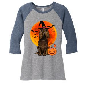 Dog Halloween Boykin Spaniel Jack O Lantern Pumpkin Women's Tri-Blend 3/4-Sleeve Raglan Shirt