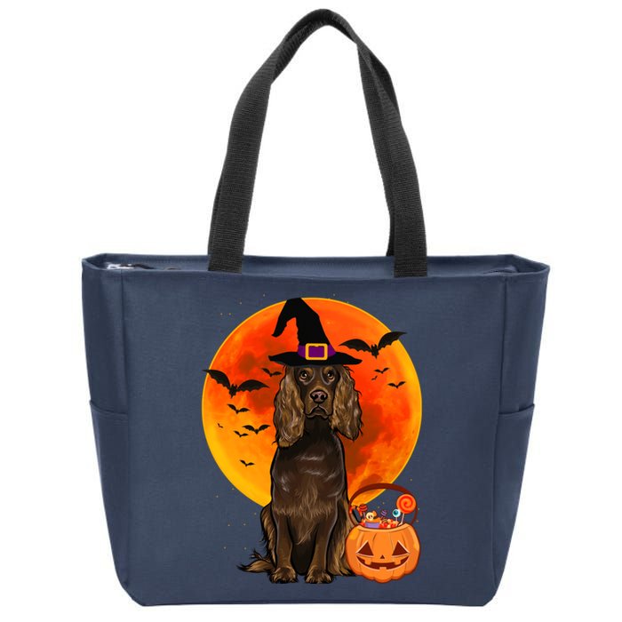 Dog Halloween Boykin Spaniel Jack O Lantern Pumpkin Zip Tote Bag