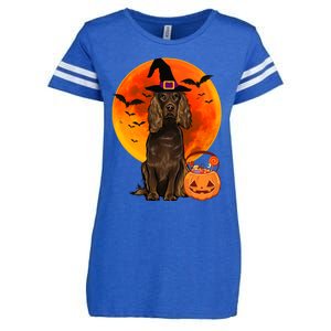 Dog Halloween Boykin Spaniel Jack O Lantern Pumpkin Enza Ladies Jersey Football T-Shirt