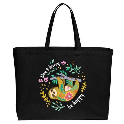 DonT Hurry Be Happy Cute Lazy Funny Sloth Cotton Canvas Jumbo Tote