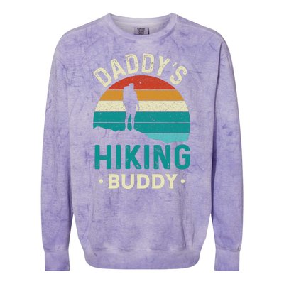 Daddys Hiking Buddy Vintage Mountains Campfire Fathers Gift Colorblast Crewneck Sweatshirt