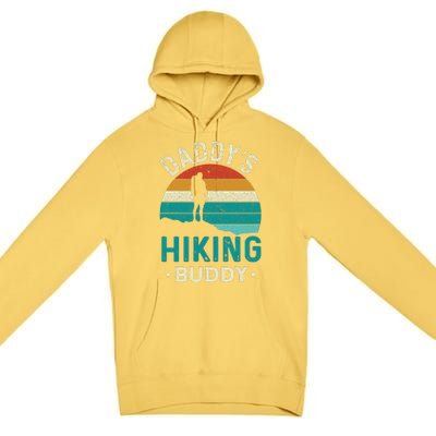 Daddys Hiking Buddy Vintage Mountains Campfire Fathers Gift Premium Pullover Hoodie