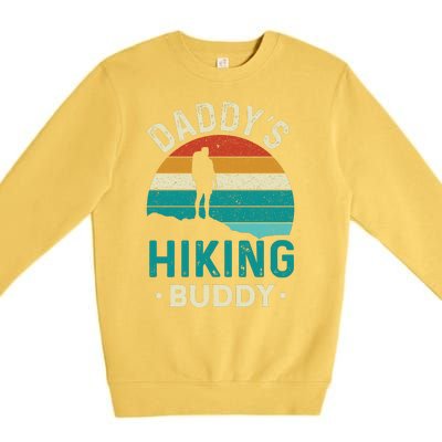 Daddys Hiking Buddy Vintage Mountains Campfire Fathers Gift Premium Crewneck Sweatshirt