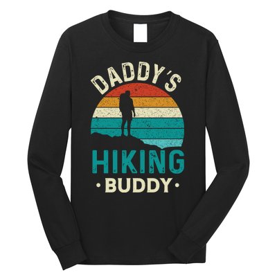 Daddys Hiking Buddy Vintage Mountains Campfire Fathers Gift Long Sleeve Shirt