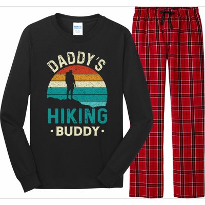 Daddys Hiking Buddy Vintage Mountains Campfire Fathers Gift Long Sleeve Pajama Set